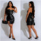 Fashionable and sexy women's one shoulder slim fit PU leather dress with buttocks wrapped