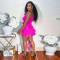Summer fringe ruffle edge single shoulder sloping collar skirt two-piece set