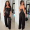 Hot and sexy wrap front bodycon top with bow PU leather backless vest