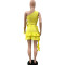 Summer fringe ruffle edge single shoulder sloping collar skirt two-piece set