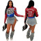 Autumn and winter cross-border style spicy girl street print stand up collar short zipper jacket