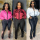 Fashion casual zipper micro horn two-piece pants set