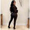New printed mesh see through shirt and pants set