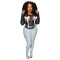 Sexy mesh bow spotted printed slit pants two-piece set