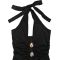 Fashionable Women's Sexy Backless Neckline Deep V Solid Color Dress