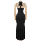 Fashionable Women's Sexy Backless Neckline Deep V Solid Color Dress