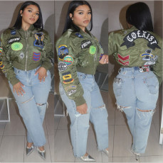 Heavy Industry Embroidered and Ribbed Casual Pilot Jacket