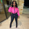Fashion casual zipper micro horn two-piece pants set