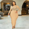 fashionable round neck rhinestone hot stamping dress