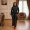 New fashionable round neck long sleeved split diamond hot stamping dress for women in foreign trade