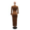 New fashionable round neck long sleeved split diamond hot stamping dress for women in foreign trade