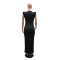 Fashionable round neck furry sleeves, rhinestone cut slit long skirt, slim fit dress, women's foreign trade style