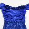 Sparkle Long Dress with Off-Shoulder Fit-and-Flare Silky Velvet with Sequins for Foreign Trade Women's Fashion