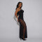 Party evening dress, women's long sexy temperament, camisole slim fit fish tail black dress