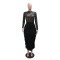 fashionable round neck rhinestone hot stamping dress