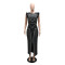 Fashionable round neck furry sleeves, rhinestone cut slit long skirt, slim fit dress, women's foreign trade style