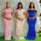 Sparkle Long Dress with Off-Shoulder Fit-and-Flare Silky Velvet with Sequins for Foreign Trade Women's Fashion