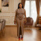 New fashionable round neck long sleeved split diamond hot stamping dress for women in foreign trade