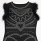 Fashionable round neck furry sleeves, rhinestone cut slit long skirt, slim fit dress, women's foreign trade style