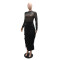 fashionable round neck rhinestone hot stamping dress