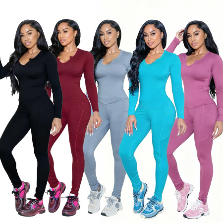 Women's autumn and winter tight fitting suit, elastic yoga suit, casual sports suit