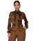 Women's elegant and personalized leopard print patchwork lace up wide leg pants jumpsuit