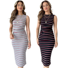 Sexy and fashionable striped printed summer women's dress