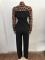 Women's elegant and personalized leopard print patchwork lace up wide leg pants jumpsuit