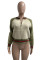 Women's new autumn and winter knitted hand hook splicing threaded zipper jacket, warm jacket