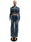 Women's fashion sexy micro elastic multi pocket washed denim casual set two-piece set