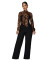 Women's elegant and personalized leopard print patchwork lace up wide leg pants jumpsuit