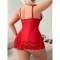 Fun Sleeping Skirt Strap Skirt Deep V-neckline Bow Lace Lace Lace Perspective Pajama Perspective Mesh