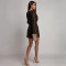 New sexy long sleeved deep V-long sleeved sequined dress