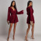New sexy long sleeved deep V-long sleeved sequined dress