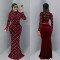 Elegant Fashion Women's Long Dress Two-Piece Set with Beaded and Sequined Details