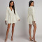 New sexy long sleeved deep V-long sleeved sequined dress