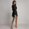 New sexy long sleeved deep V-long sleeved sequined dress