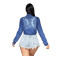 New Embroidered Patchwork Butterfly Denim Top