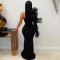 Fashionable women's clothing with elegant temperament, single lace sleeve slim fit dress