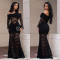 Fashionable sexy one-shoulder lace plunge dress