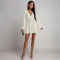 New sexy long sleeved deep V-long sleeved sequined dress