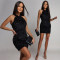 Fashion sequin party evening dress short dress with hip wrap women's clothing
