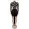 Fashionable women's sexy tight lace see through patchwork dress