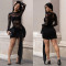 Fashionable women's sexy tight lace see through patchwork dress