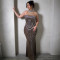 Hot pressed diamond evening dress, women's sleeveless slim fit dress