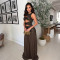Sleeveless hollow sequin dress, long skirt, sexy party evening dress, women's clothing