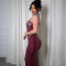 Hot pressed diamond evening dress, women's sleeveless slim fit dress