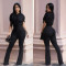 Fashionable women's elegant and slim fit solid color wide leg jumpsuit