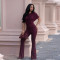 Fashionable women's elegant and slim fit solid color wide leg jumpsuit