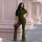 Fashionable women's elegant and slim fit solid color wide leg jumpsuit